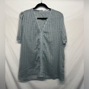 Plus Size Sage Green Lace‎ Trim Blouse – Elegant & Stylish